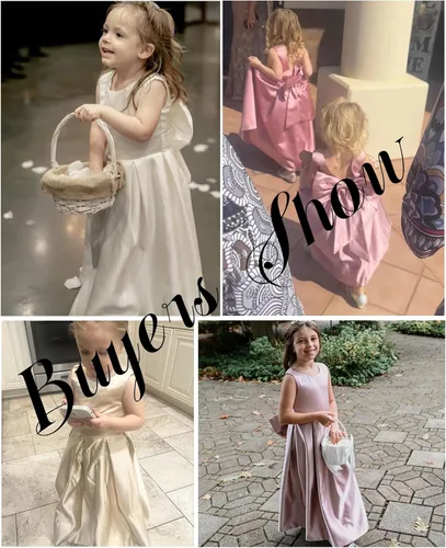 Vista 6 de MCieloLuna Vestidos de niña de flores para boda con nudo de lazo elegante de satén para primera comunión