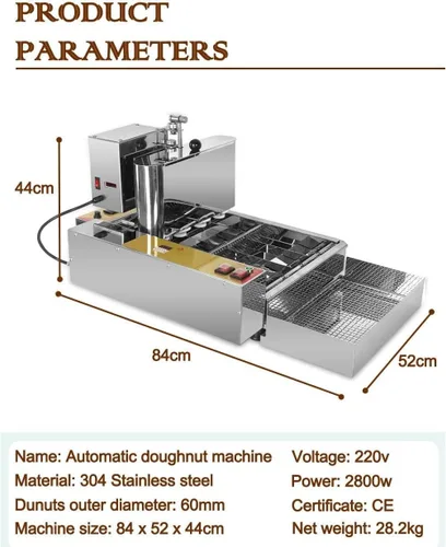 Vista 6 de EAGLEG Máquina automática comercial para hacer donas 4 filas, 2800 W de acero inoxidable donuts máquina de bocadillos, freidora comercial de donas