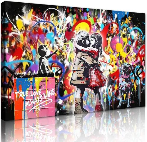 Vista 33 de Yeesjoee Graffiti Hip-Hop Style Culture - Arte de pared, póster abstracto de la vida es hermosa, impresión en lienzo colorido y moderno de pintura
