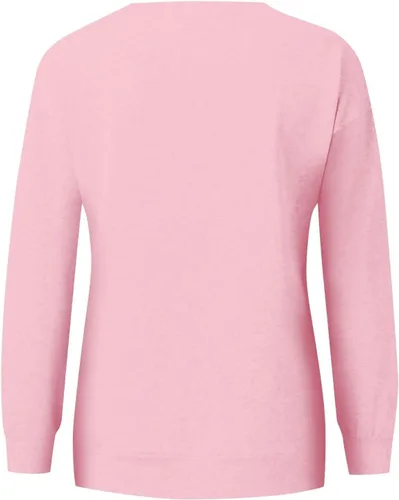Vista 5 de Sudaderas de otoño para mujer, color liso, manga larga, cuello redondo, informal, con bolsillo, holgadas, cómodas
