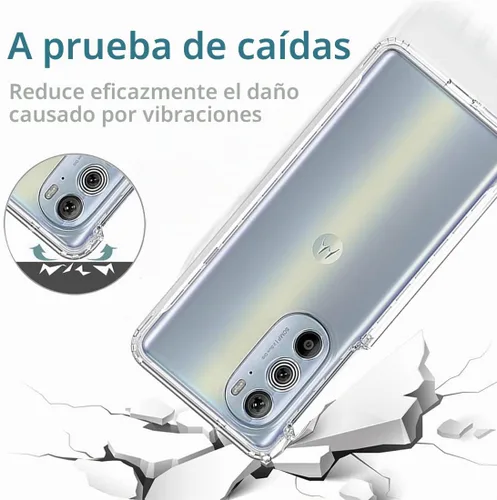 Vista 7 de Funda para Moto Edge + 2022/Edge 30 Pro/Edge X30 XT2201-1 con protector de pantalla de vidrio templado, suave 360 cuerpo completo a prueba