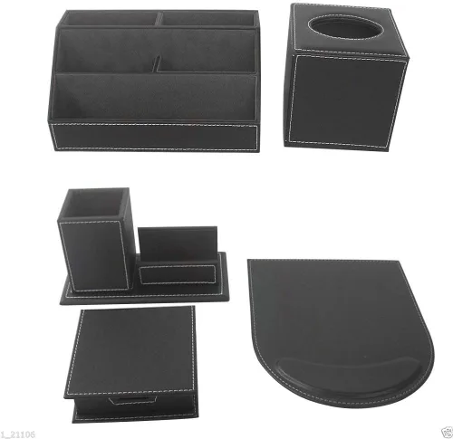 Vista 17 de KINGFOM Juego de organizador de escritorio de oficina T102-3PCS/suministros de oficina Ecológico de cuero sintético incluye soporte para caja
