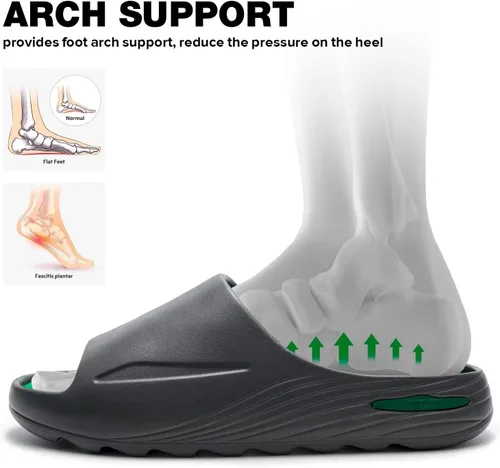 Vista 2 de FEINOAR Sandalias de baloncesto para hombre de tecnología suave con soporte de arco para alivio de fascitis plantar, recuperación deportiva, puntera