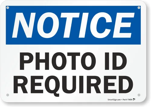 Vista 6 de Letrero con texto en inglés "Notice – Photo ID Required" de SmartSign 7 x 10 pulgadas aluminio reflectante 3M