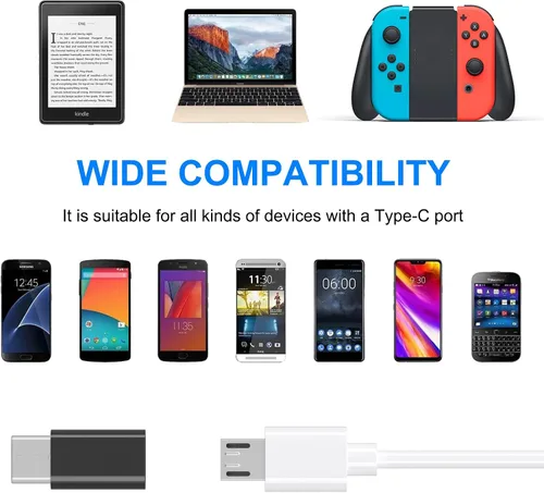 Vista 2 de Adaptador micro USB a USB C (paquete de 4), adaptador Micro-USB hembra a USB-C macho OTG compatible con Samsung Galaxy S10 S9 S8, LG, Moto