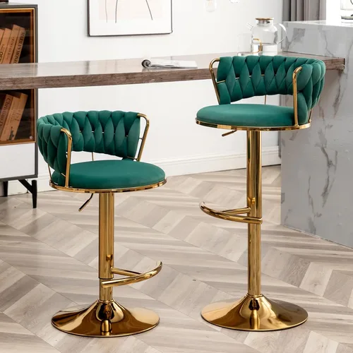 Vista 14 de Canxkun Gold - Juego de 2 taburetes de bar, sillas de bar de altura de mostrador con respaldo bajo, taburetes de bar de altura ajustable de Beige