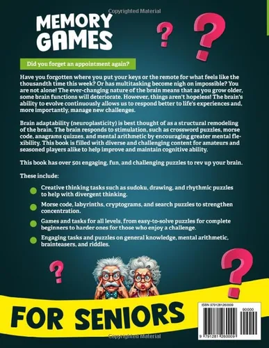 Vista 2 de Memory Games for Seniors A Large Print XXL Puzzle Activity Book with 501 Exciting and Funny Brain Exercises to Increase Cognitive Abilities The
