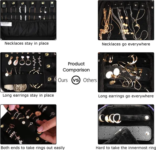 Vista 3 de BAGSMART - Organizador de terciopelo para joyas anillos collares pulseras aretes