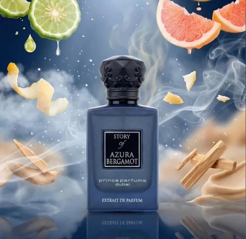 Vista 6 de Prince Parfums Dubai - Story of Azura Bergamota - Extrait de Parfum para hombre 3.4 onzas - Colonia de lujo con pomelo, bergamota, sándalo y vetiver