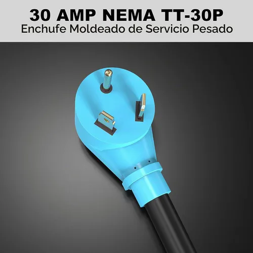 Vista 3 de CircleCord Cable adaptador en Y para caravana de 30 amperios a dos 30 amperios, enchufe macho NEMA TT-30P a hembra TT-30R con mango de agarre, STW