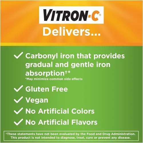 Vista 5 de Vitron-C Suplemento de hierro Plus tabletas recubiertas de vitamina C 60 unidades (paquete de 4)