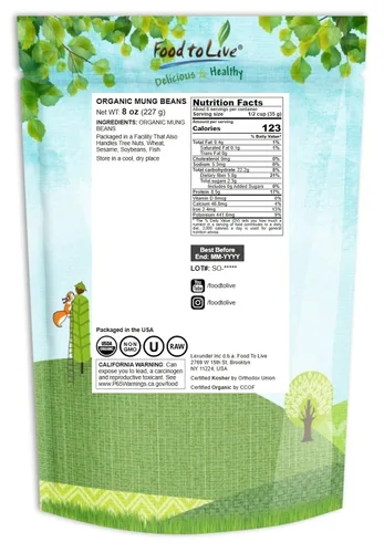 Vista 2 de Food to Live - Frijoles mungos secos (Kosher, Granel)