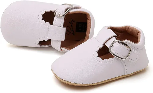 Vista 5 de Zapatos planos Mary Jane para bebés y niñas, con suela suave antideslizante, zapatos con estampado de vestido de princesa recién nacida