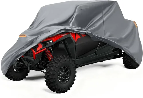 Vista 9 de Funda impermeable UTV compatible con Can-am Defender de 2 plazas, 6 capas para todo tipo de clima, con rejillas de ventilación, cremallera de puerta
