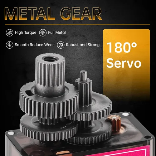 Vista 3 de Paquete de 2 MG90S Micro Servo Motor Full Metal Geared 9G, rotación de 180 grados