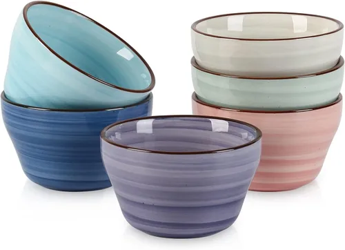 Vista 11 de Selamica Vasos de cerámica para caldo de 8 onzas, cuencos pequeños de 4 pulgadas, cuencos de postre para salsa de sopa, tazas de café, aptas