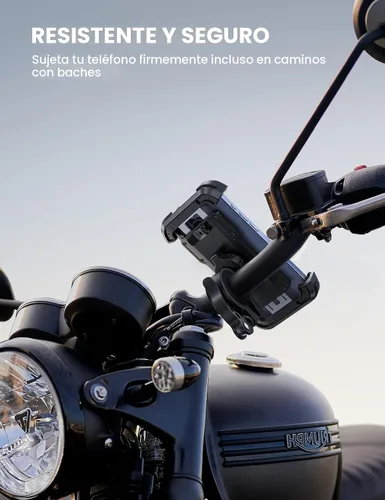 Vista 4 de Lamicall Soporte de teléfono para bicicleta, soporte de teléfono para motocicleta, soporte ajustable para teléfono celular, clip para manillar