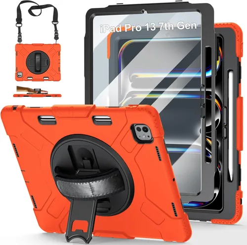 Vista 34 de Funda para iPad Pro 11 M5 2025/M4 2024: Funda protectora para iPad Pro de 11 pulgadas 5ª generación con protector de pantalla, soporte, asa y correa