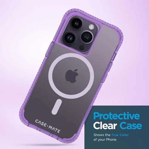 Vista 3 de Case-Mate Tough Plus Funda para iPhone 14 Pro - La La Lavender [protección contra caídas de 15 pies] [compatible con MagSafe] Funda magnética