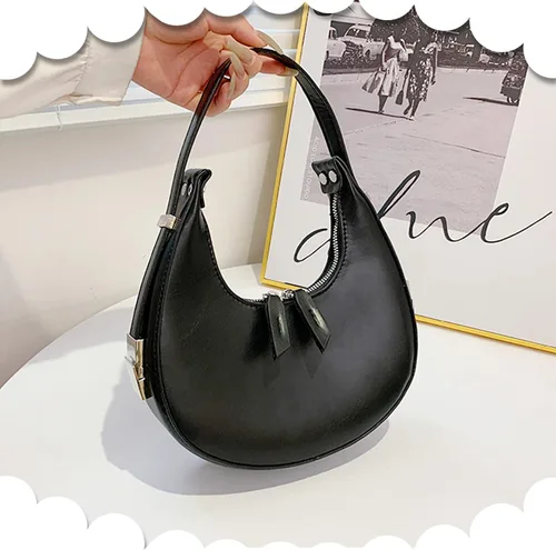 Vista 5 de QTKJ Bolsa para las axilas, bolsa de hombro de cuero, bolsos veganos para mujeres, viajes, trabajo, vacaciones (negro), Negro