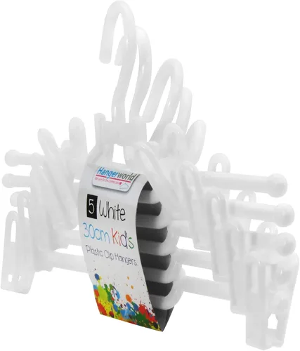 Vista 5 de Hangerworld 10 perchas blancas de 11.8 in para niños, ropa de abrigo de plástico, ropa para bebés y niños pequeños.