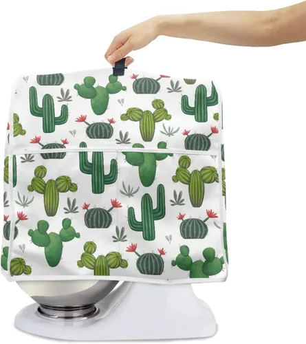 Vista 2 de doginthehole Cubierta para mezclador de pie con estampado de cactus, cubierta antipolvo de tela de poliéster con bolsillo, cubierta