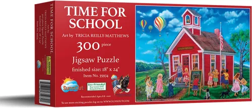 Vista 2 de SUNSOUT INC - Time for School - Rompecabezas de 300 piezas por artista: Tricia Reilly-Matthews - Tamaño acabado 18" x 24" - MPN # 35974