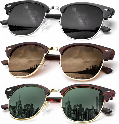 Vista 11 de KALIYADI - Gafas de sol polarizadas para hombres y mujeres unisex, marco semirretráctil, estilo retro, para conducir, con bloqueo UV