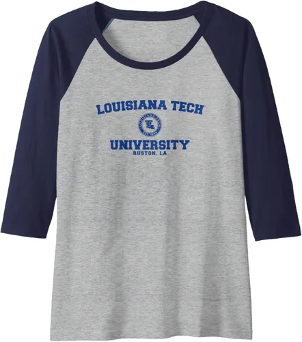 Vista 5 de Louisiana Tech Bulldogs Circle Logo Raglan Baseball Tee