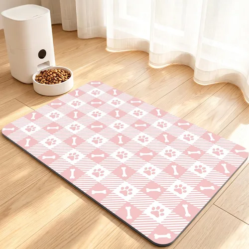 Vista 19 de Tapete de comida para perros, tapete absorbente para alimentación Patas de perro beige