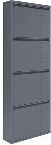 Vista 9 de CEHA Zapatero de metal de 3 niveles con tapa, organizador de almacenamiento de zapatos duradero para entrada, estante de zapatos que ahorra espacio