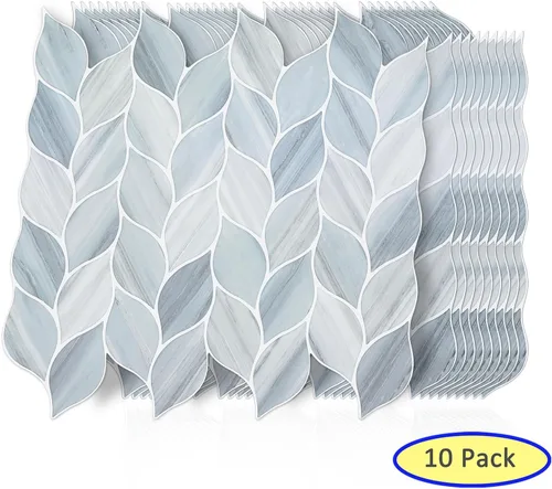 Vista 8 de Tilingview 10 piezas de azulejos de vinilo con diseño de hojas para despegar y pegar para salpicadero de cocina, azulejos autoadhesivos premium