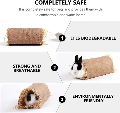 Vista 3 de Hemobllo Cómodo conejo hierba nido suministros para mascotas conejillo de indias túnel nido conejito juguete