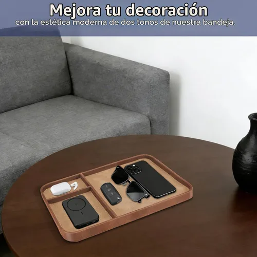 Vista 5 de SITHON Bandeja de valet, organizador de moda, soporte multifuncional para Marrón