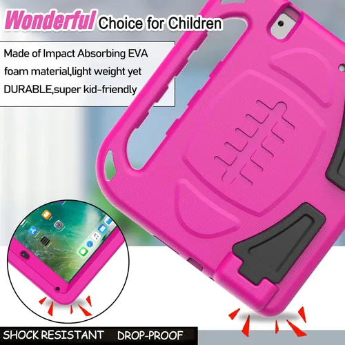 Vista 6 de LTROP Funda para iPad 6ª/5ª generación y iPad Air 2 – 9.7 pulgadas con mango para niños con protector de pantalla, color rosa