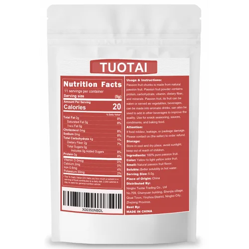 Vista 2 de Fruta de la pasión liofilizada, 2 onzas, trozos de maracuyá para pasteles, bebidas y alimentos para hornear