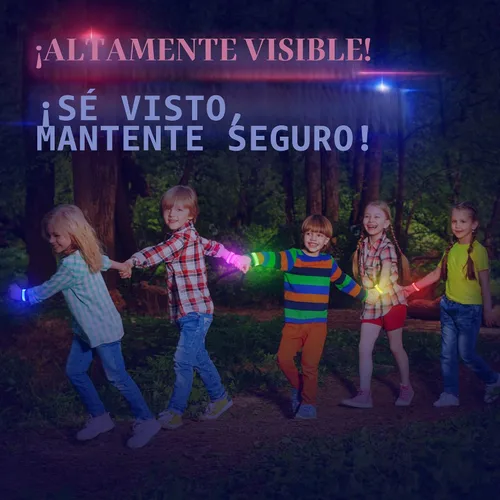 Vista 8 de FANL Pulseras LED brillantes, 3 modos de luz, recuerdos de fiesta iluminados Paquete de 12 – Surtido de 6