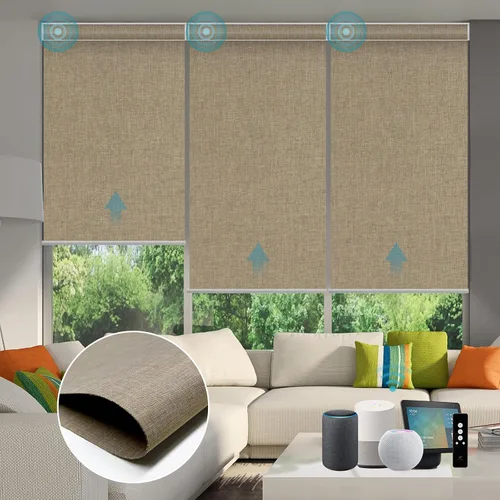 Vista 31 de SmartWings Persianas Motorizadas con Sombras para Ventana Control Remoto Funciona con Thread Apple Homekit Z-Wave Alexa 100% Blackout de Doble Cara