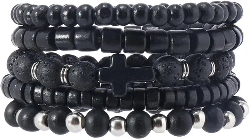 Vista 58 de Pulsera Gótica Ajustable de Cuero Trenzado Punk Multicapa de Estilo Grunge, Conjunto de Pulseras Emo con Brazalete de Metal, Envoltura