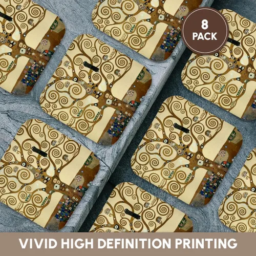 Vista 6 de 3dRose LLC cst_155632_2 Posavasos blandos, "El árbol de la vida 1909 por Gustav Klimt-Ramas Remolinadas con estilo - Remolinos Art Deco finos