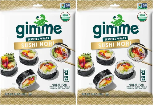 Vista 10 de Gimme Seaweed Sushi Nori Premium - Hojas de algas tostadas orgánicas, keto, vegano, sin gluten, hojas de sushi nori estilo restaurante, 0.81 onzas