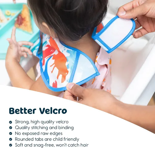 Vista 4 de Tiny Twinkle Baberos de bolsillo de silicona, impermeables, que atrapan los alimentos, a prueba de desorden para bebés de 6 a 24 meses, niños Pequeño