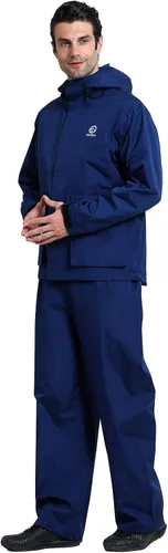 Vista 6 de Rizzon Traje de lluvia de pesca para hombre, impermeable, para vela, pantalones con capucha