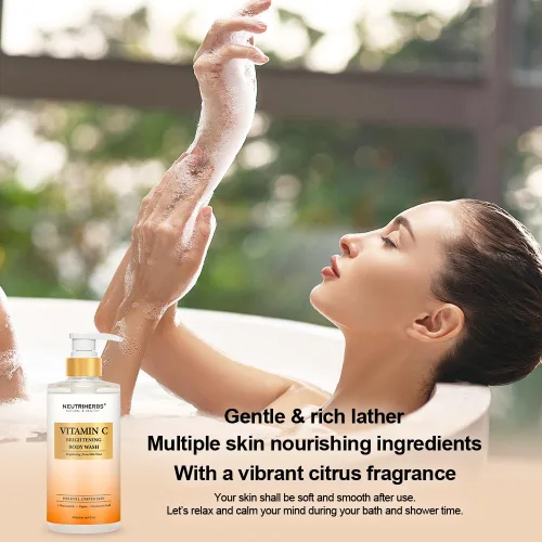 Vista 6 de Neutriherbs Gel de ducha iluminador para piel opaca y desigual, gel de ducha iluminador con vitamina C para mujeres y hombres, jabón de ducha diario