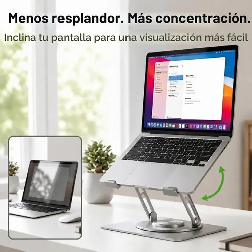 Vista 7 de Uncaged Ergonomics Soporte giratorio para computadora portátil, soporte ajustable para iPad para escritorio con rotación de 360°, soporte portátil