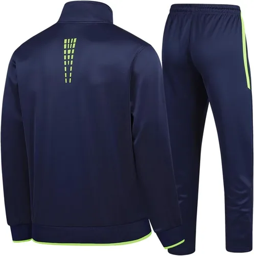 Vista 2 de Conjunto deportivo casual de manga larga para hombre, conjunto deportivo con cremallera completa, chaqueta deportiva y pantalones para correr