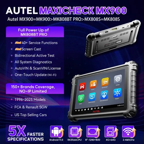 Vista 2 de Autel Escáner MaxiCheck MX900, herramienta de escaneo bidireccional 2026 con más de 3000 pruebas activas, diagnóstico de todos los sistemas, CAN