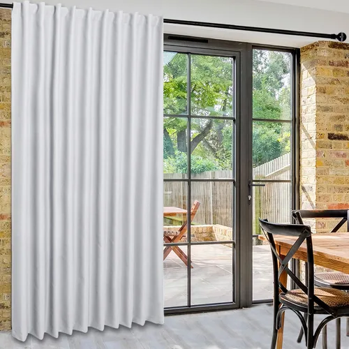 Vista 87 de DWCN Cortina opaca divisora de privacidad para puerta corrediza de patio, cortinas térmicas extra anchas con pestaña trasera y bolsillo para barra