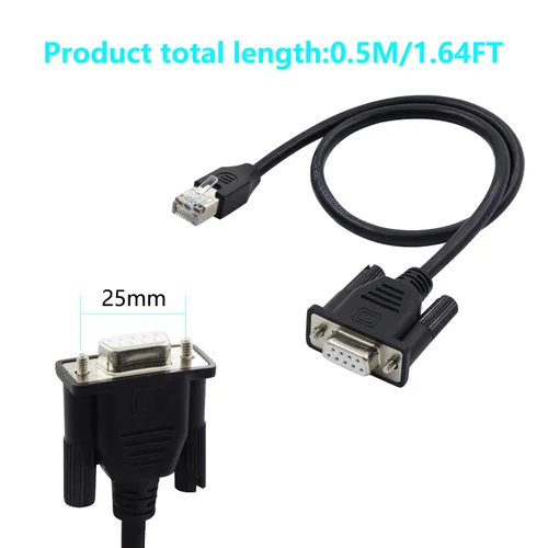 Vista 5 de Cable RJ45 a DB9 RJ45 macho a DB9 9 pines hembra RS232 puerto serie Cat5 Ethernet LAN Cable de consola RJ45 a RS232 Dispositivos de red Cable
