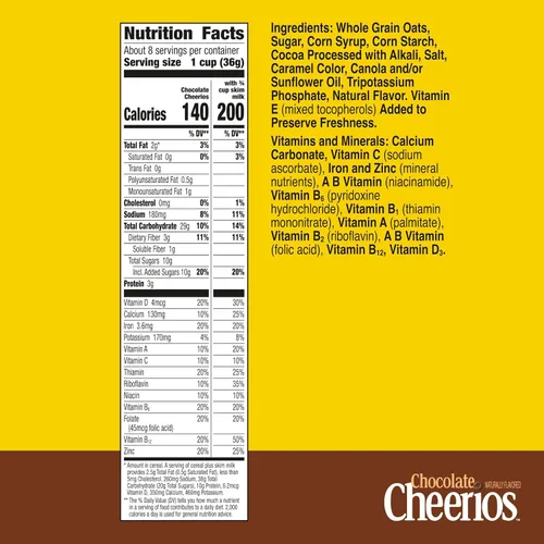 Vista 2 de Chocolate Cheerios, Cereal de desayuno sin gluten saludable para el corazón, hecho con avena integral, 11 onzas